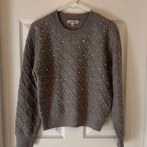 Nanette Lepore Gray Sweater with Pearl Accents